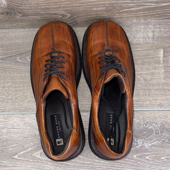 Brown Shoe Co 74140-2 Maltese Men's Sz 13M Cognac Brown Leather Low Top Oxfords - Picture 5 of 12